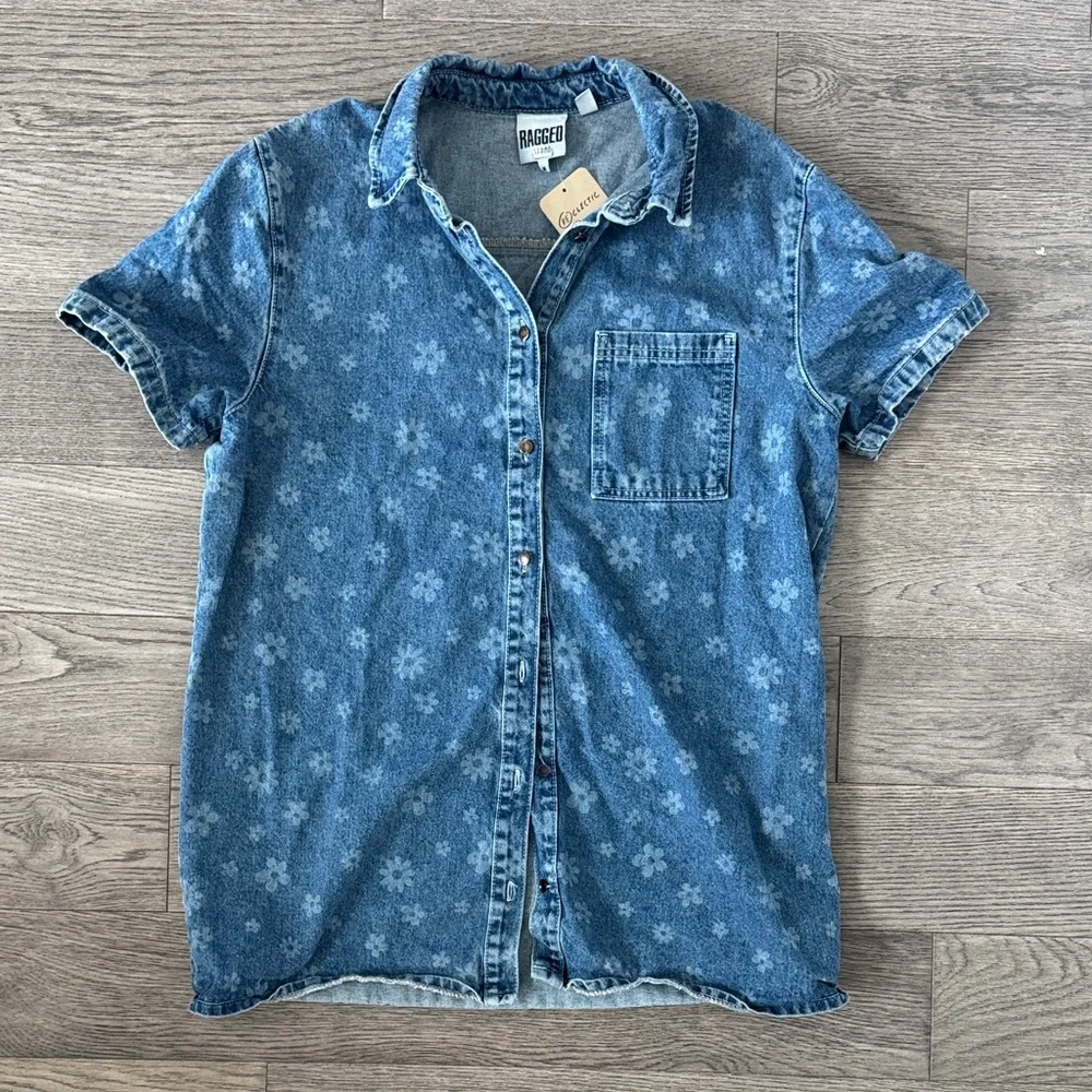 🌼RAGGED PRIEST🌼 Blue Floral Denim Mini Dress, Size M - Picture 5 of 9